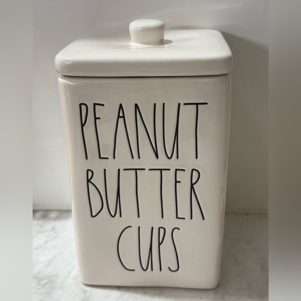 Rae Dunn Cream Ceramic Peanut Butter Cups Canister